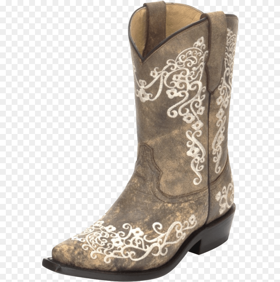 Corral Kid39s Brown Bone Embroidery Cowgirl Boots G1323 Cowboy Boot, Clothing, Footwear, Shoe, Cowboy Boot Png Image