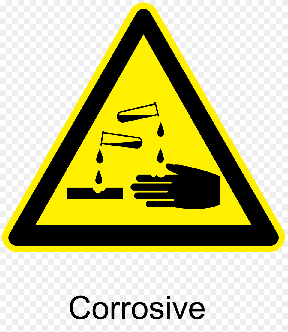Corrosive Warning Sign Clipart, Symbol, Road Sign, Triangle, Disk Free Transparent Png