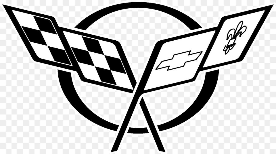 Corvette Logo Transparent Svg Corvette Logo Black And White, Emblem, Symbol, Car, Transportation Free Png