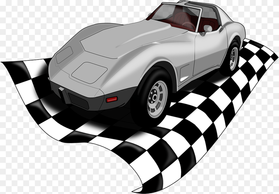 Corvette Racing Car Flag Carrera De Auto, Coupe, Sports Car, Transportation, Vehicle Png