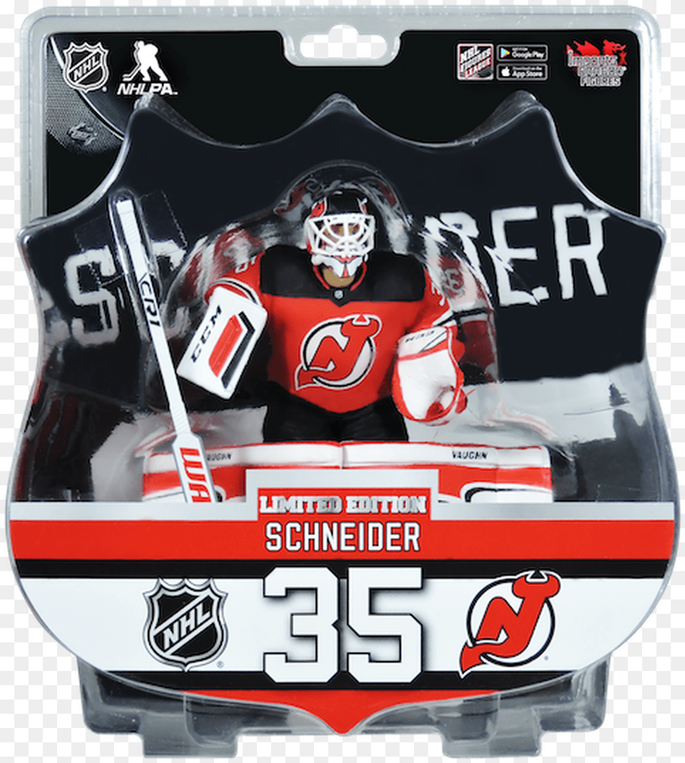 Cory Schneider New Jersey Devils 18 19 Nhl 6 Figure Imports Dragon Only 2850 Nhl All Star, Helmet, Adult, Person, Man Png Image