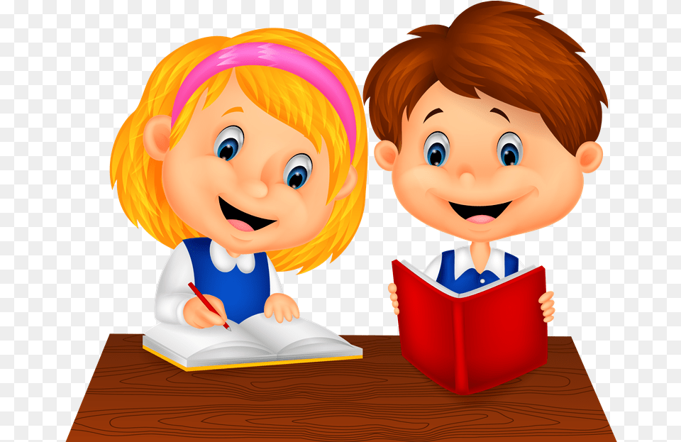 Cosas Para Photoscape Im Boy And Girl Studying Cartoon, Person, Reading, Baby, Book Free Png