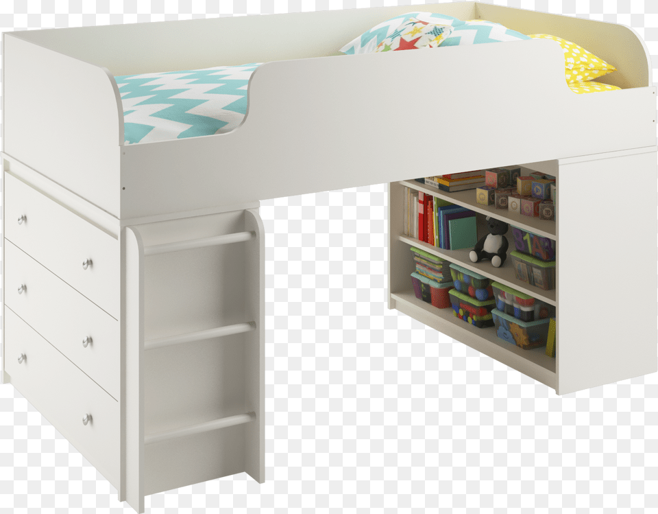 Cosco Elements Loft Bed With Bookcase And 3 Drawer Writing Desk, Furniture, Table, Bunk Bed, Box Free Png