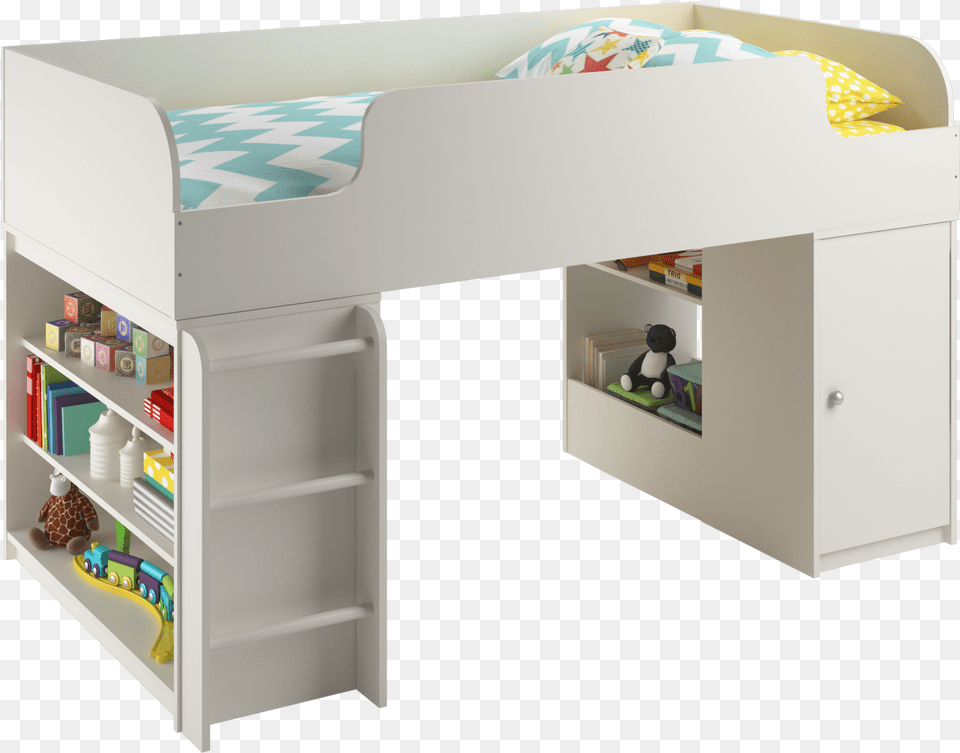Cosco Elements Loft Bed With Bookcase And Toy Box Bookcase Bookcase, Bunk Bed, Furniture, Crib, Infant Bed Free Png