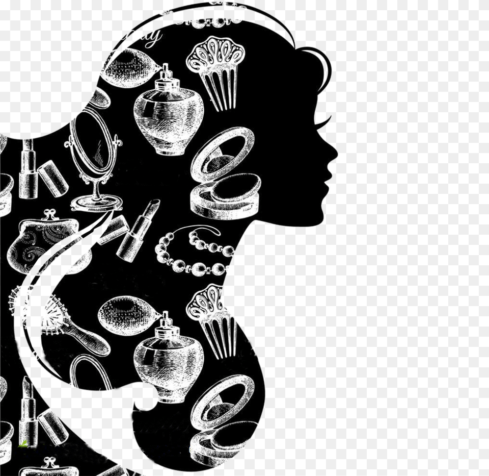 Cosmetics Beauty Parlour Silhouette Woman Beauty Parlour Silhouette, Art, Drawing, Accessories, Chandelier Free Transparent Png