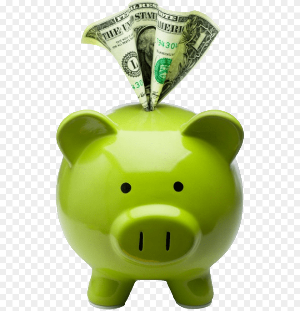 Cost Saving Information Available To Norwalk Senior Green Piggy Bank With Money, Piggy Bank Free Transparent Png