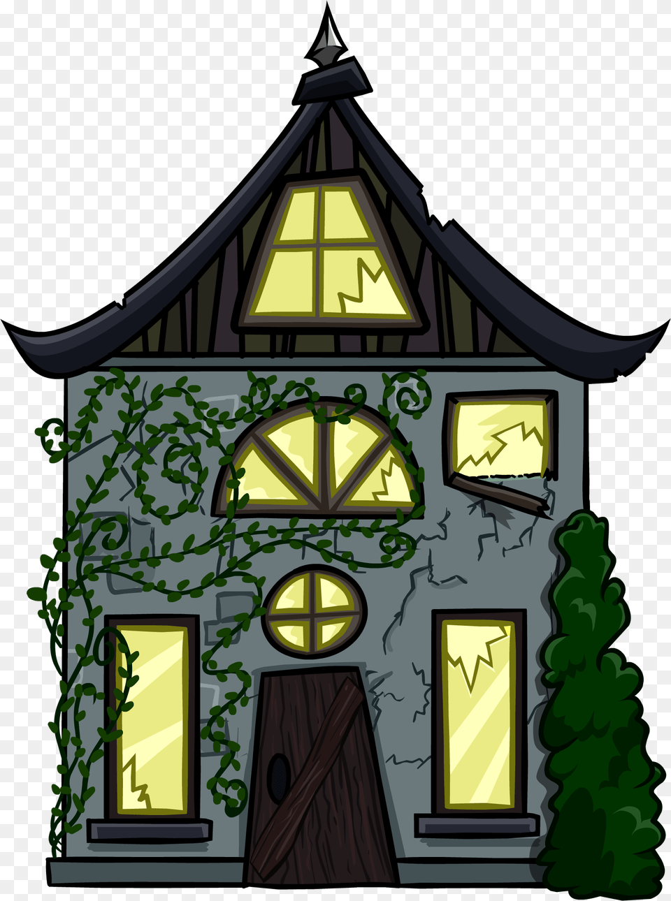 Cottage Clipart Creepy Club Penguin Creepy Cottage, Architecture, Building, Clock Tower, Tower Png