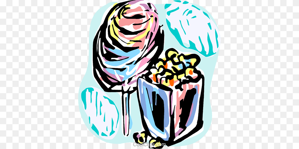 Cotton Candy And Popcorn Royalty Vector Clip Art Illustration, Food, Sweets, Person, Adult Free Transparent Png