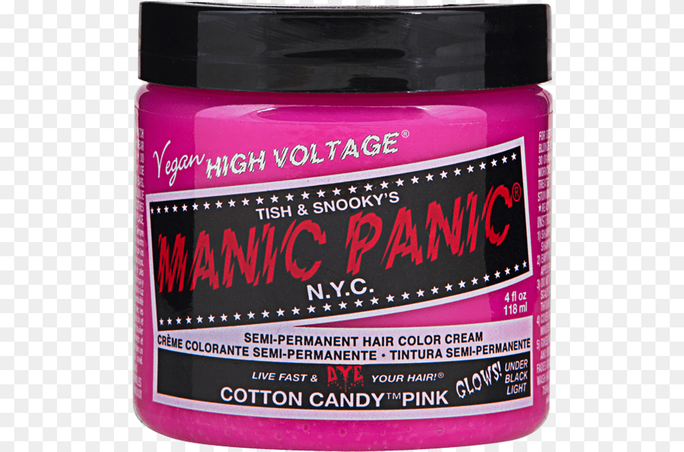Cotton Candy Pink Manic Panic Amplified Semi Permanent Hair Color Cotton, Bottle, Can, Tin, Cosmetics Png Image