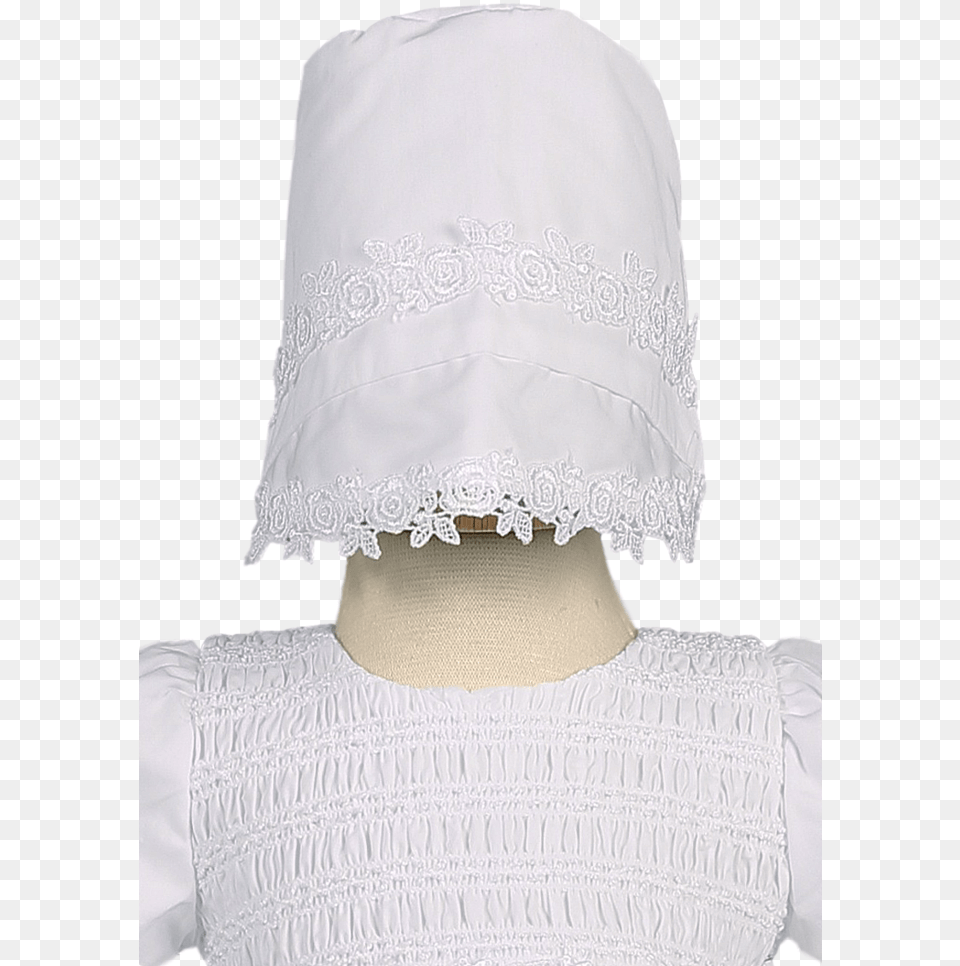 Cotton Christening Gown Smocked W Venise Lace Trim, Hat, Bonnet, Clothing, Wedding Free Png