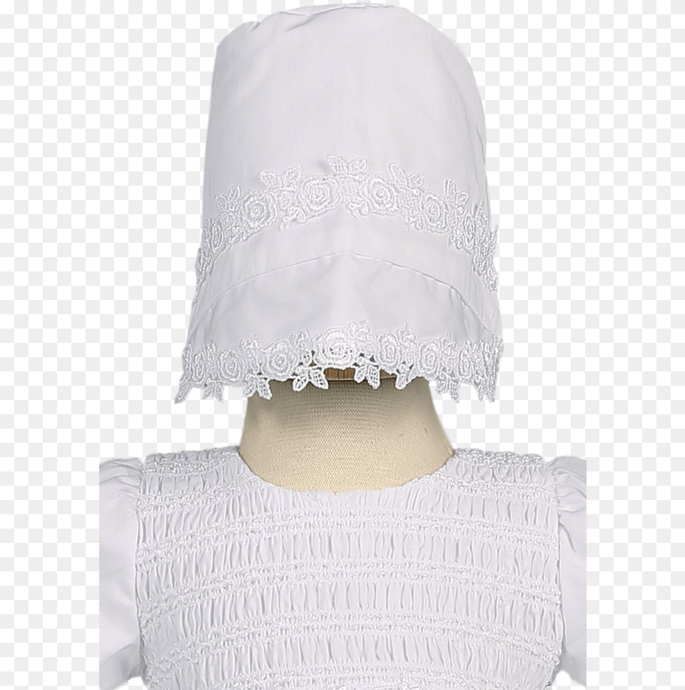 Cotton Christening Gown Smocked W Venise Lace Trim Crochet, Hat, Bonnet, Clothing, Wedding Png