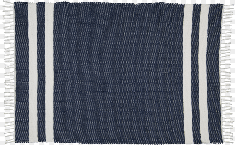 Cotton Dhurrie Navy With 2 White Stripes Wool, Home Decor, Rug Png Image