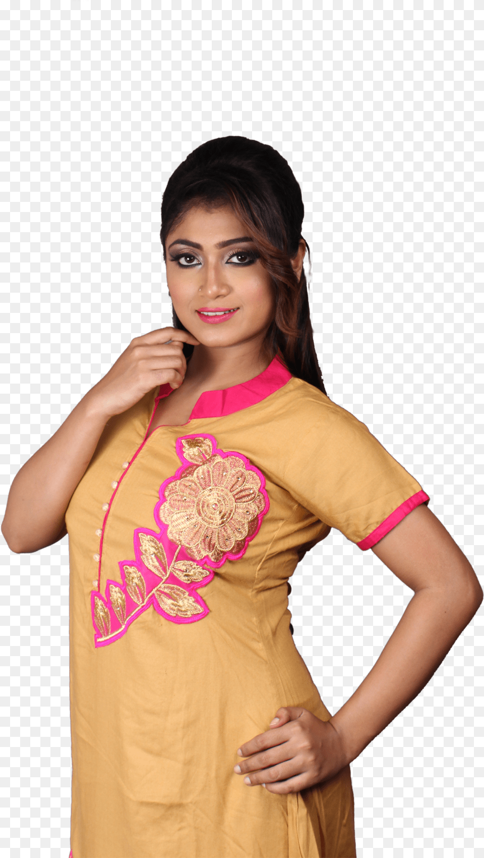 Cotton Embroidered Kurti Embroidery, Adult, Person, Hand, Formal Wear Png Image