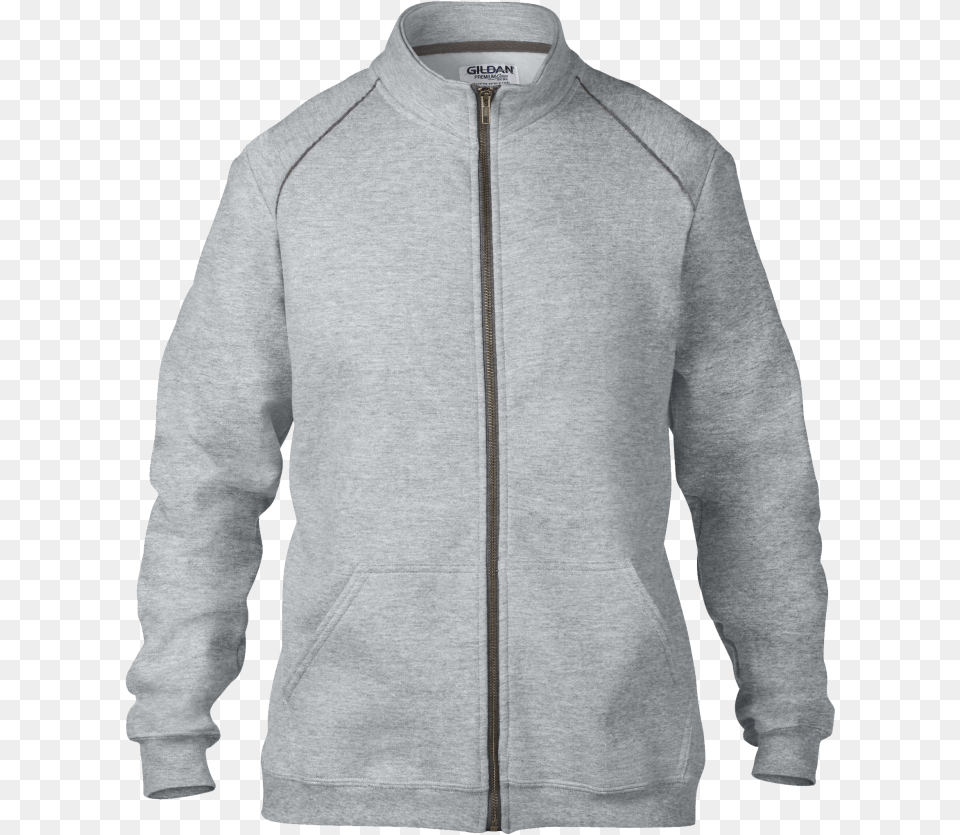 Cotton Jacket Photo Gildan Men39s Rolled Forward Shoulders Full Zip Pouch, Clothing, Sweater, Knitwear, Fleece Png Image