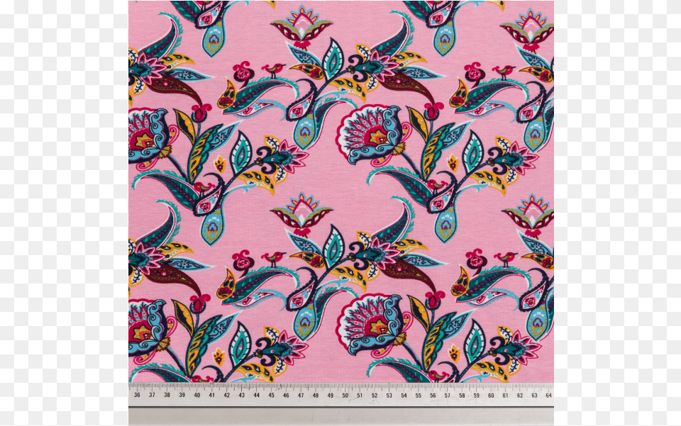 Cotton Jersey Printed Flowers In Candy Pink Multicolored Flamingo, Art, Embroidery, Floral Design, Graphics Png Image