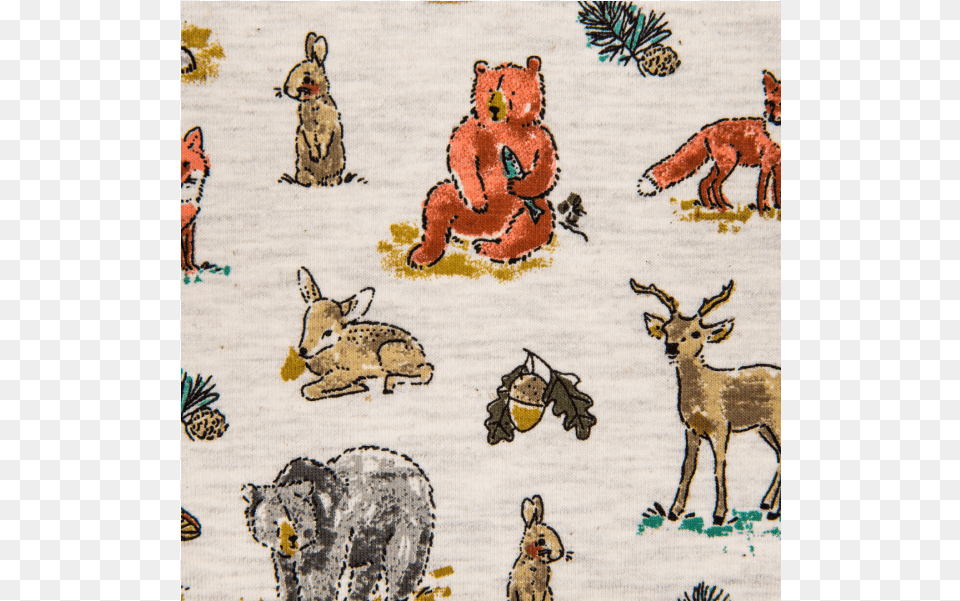 Cotton Jersey Printed Forest Animals Multicolored, Animal, Mammal, Wildlife, Bear Png Image