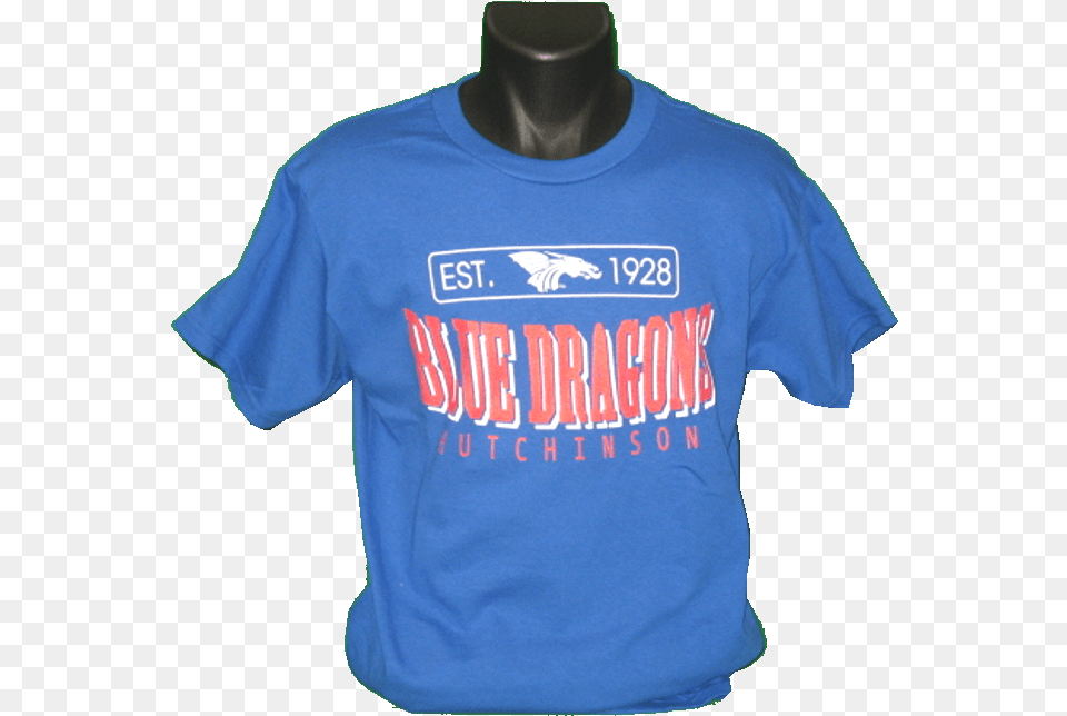Cotton Royal Tee Blue Dragons Stamped In Red On Active Shirt, Clothing, T-shirt Png Image