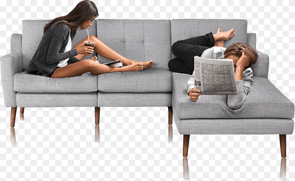 Couch, Reading, Furniture, Person, Adult Png