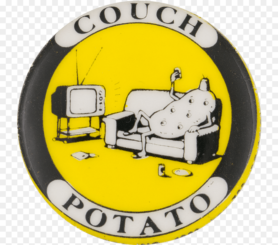 Couch Potato Humorous Button Museum Illustration, Badge, Logo, Symbol Png