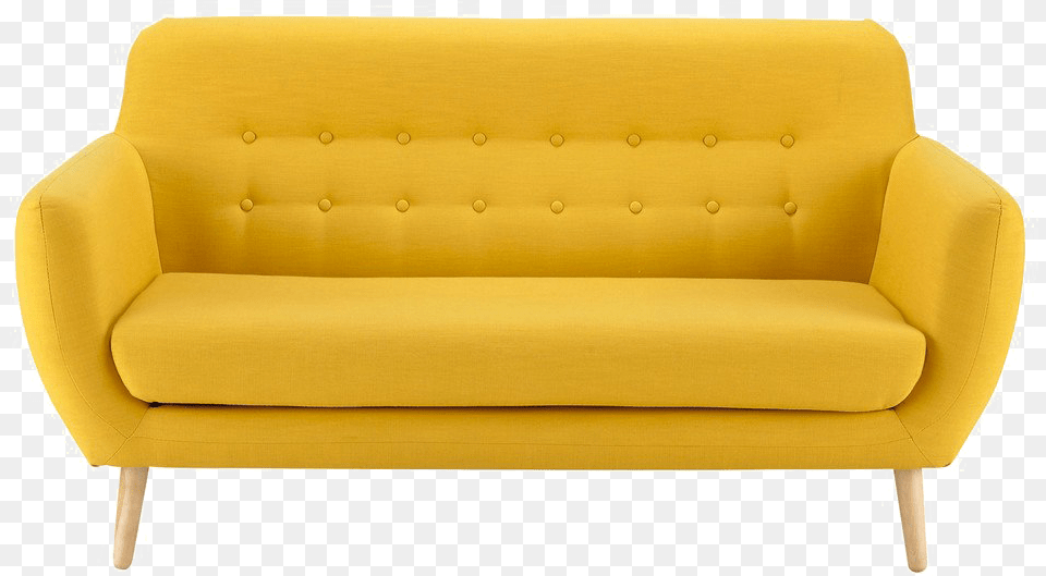 Couch Sofa Bed Furniture Futon Retro Yellow 3 Seater Sofa, Chair Free Png Download