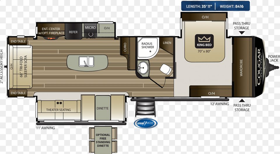 Cougar 368mbi Fifth Wheel, Diagram, Floor Plan, Gas Pump, Machine Png