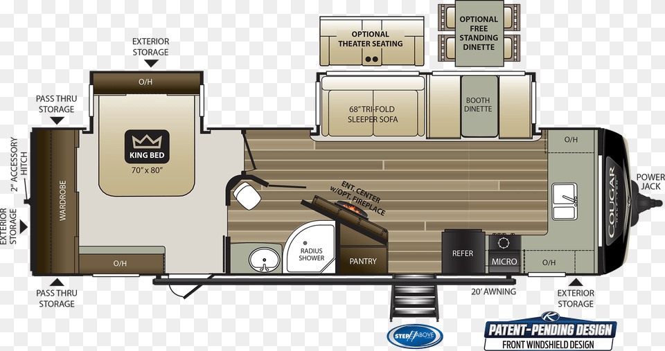 Cougar Half Ton 29fkd Travel Trailer, Diagram, Floor Plan Png