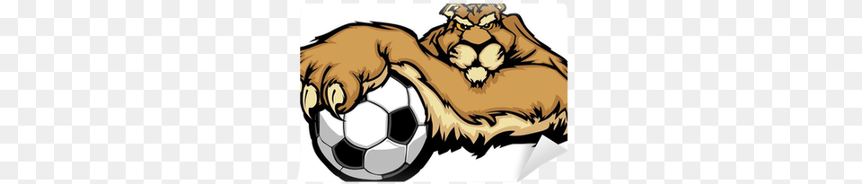 Cougar Mascot With Soccer Ball Vector Illustration Vector Graphics, Football, Sport, Soccer Ball, Hardware Free Png Download
