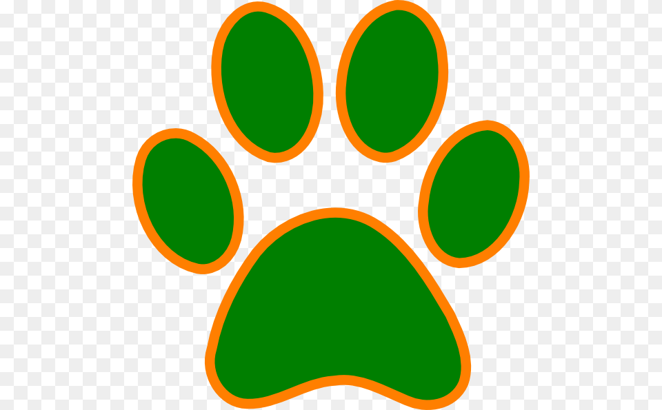 Cougar Paw Print Green And Orange Paw Print, Logo, Head, Person Free Transparent Png