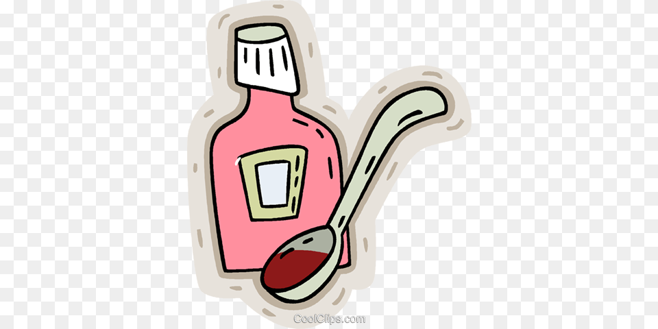 Cough Medicine Royalty Vector Clip Art Illustration, Spoon, Cutlery, Bottle, Ketchup Png Image
