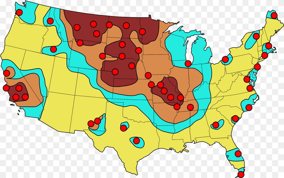 Could You Survive A Fema Nuclear Attack Map, Chart, Plot, Atlas, Diagram Png Image