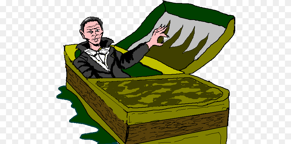 Count Dracula Waking From His Coffin Clip Art Wake Up From Coffin, Furniture, Adult, Male, Man Free Png Download
