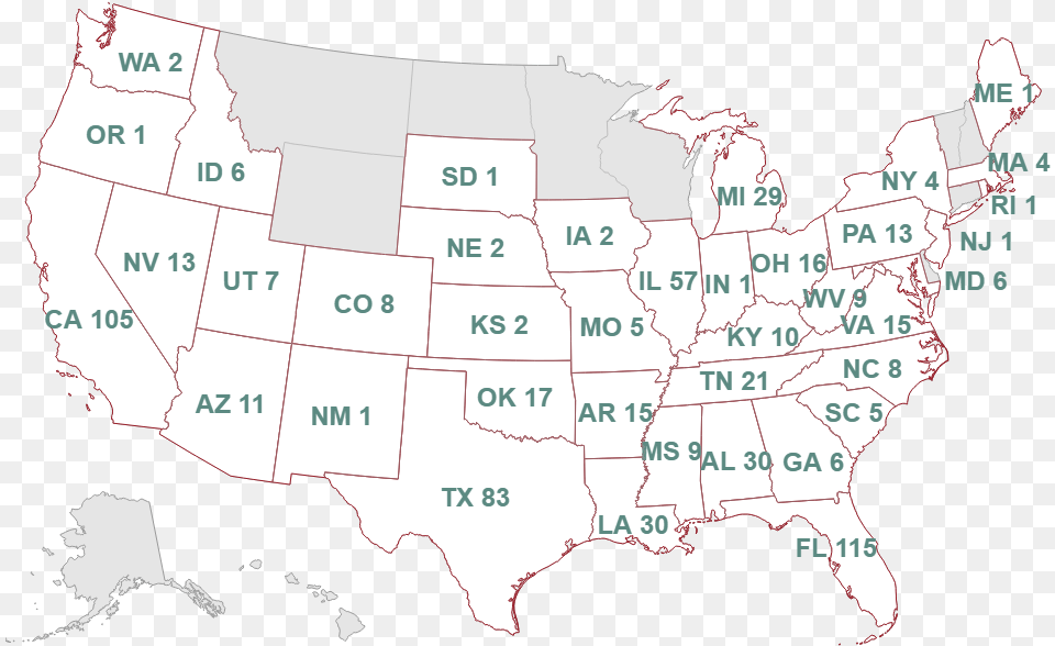 Count Of Agencies By State With A Star Rating Of Disc Golf Popularity, Chart, Map, Plot, Atlas Png Image