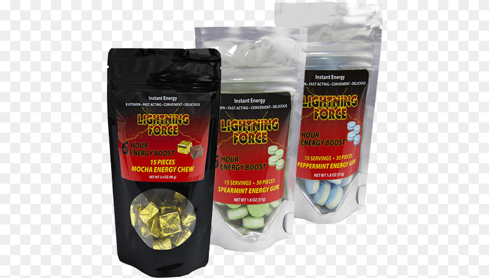 Count Pep Bag 555x688 Lightning Force Energy Gum Peppermint 110mg Caffeine, Bottle Free Png Download