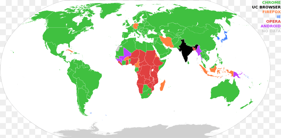 Countries By Most Used Web Browser In July World Map, Plot, Chart, Pet, Mammal Free Png Download