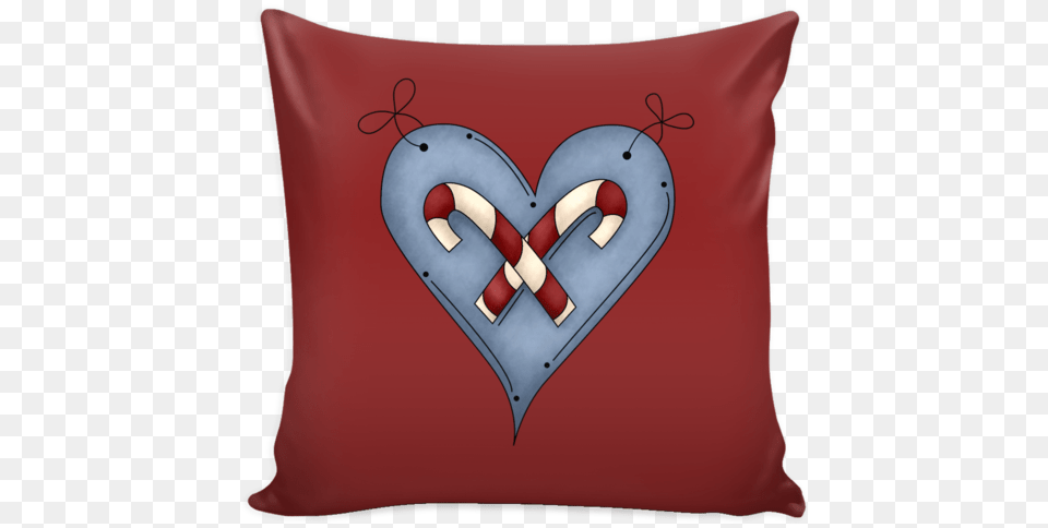 Country Christmas Candy Cane Heart 16quot Square Pillow Candy Canes Tile Coaster, Cushion, Home Decor Free Png Download