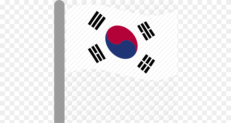 Country Flag Korea Korean Pole South Waving Icon, Korea Flag Free Transparent Png