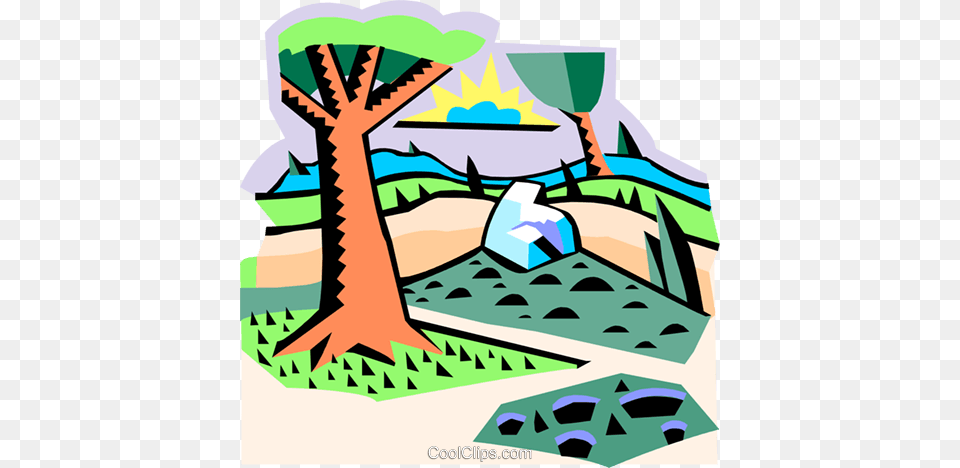 Country Landscape Royalty Vector Clip Art Illustration, Bulldozer, Machine, Outdoors Free Png Download
