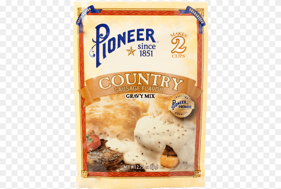 Country Sausage Flavor Gravy Mix Pioneer Packaging Pioneer Country Gravy, Book, Publication, Bread, Food Free Png