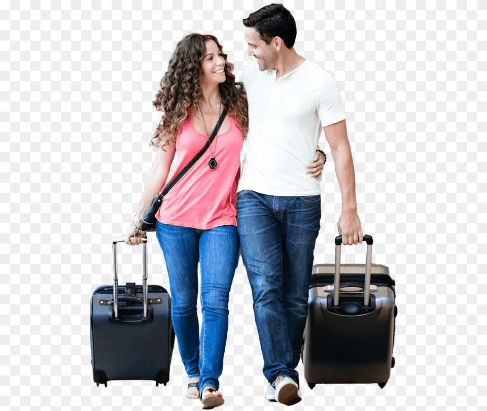 Couple Airport Man With Travel Bag, Jeans, Clothing, Pants, Person Png