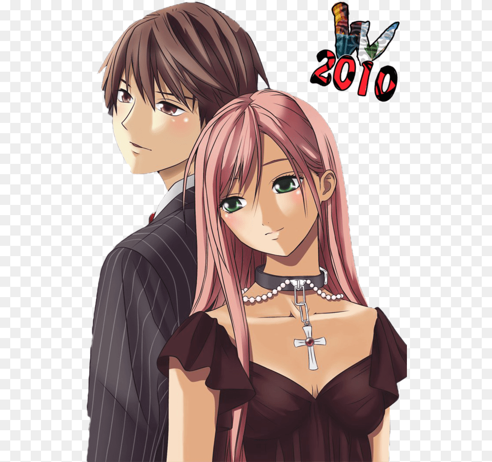 Couple Anime Clip Black And White Download Rosario Rosario Vampire Pictures Moka And Tsukune, Adult, Publication, Person, Woman Free Transparent Png