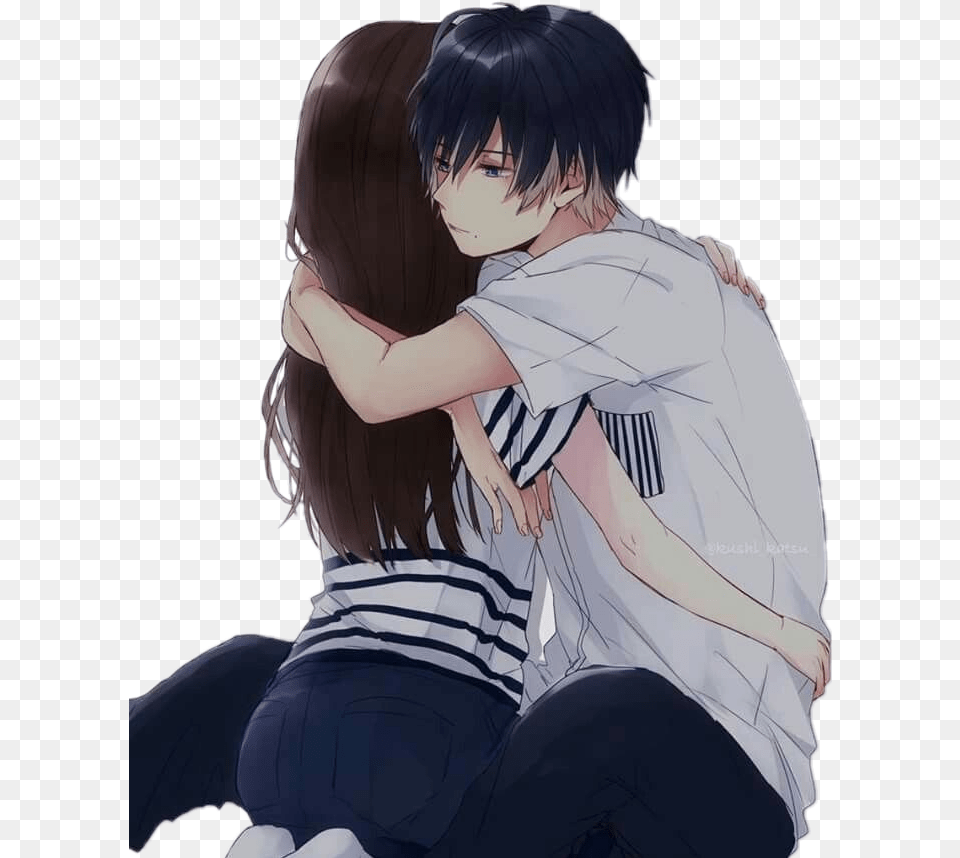 Couple Anime Picture Posted By Samantha Peltier Hugging Cute Anime Couple Hug, Publication, Book, Comics, Adult Png Image