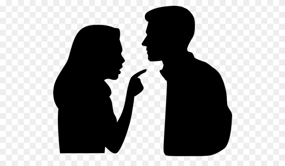 Couple Arguing Silhouette Woman Pointing At Man, Adult, Male, Person, Face Free Transparent Png