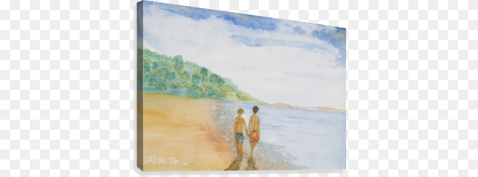 Couple Beachwalking Painting, Art, Walking, Clothing, Coat Free Png Download