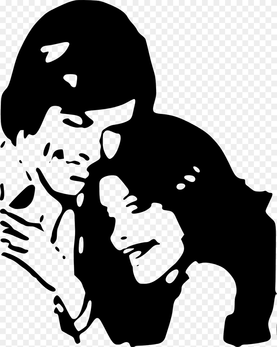 Couple Black And White Clipart, Stencil, Baby, Person, Face Free Png
