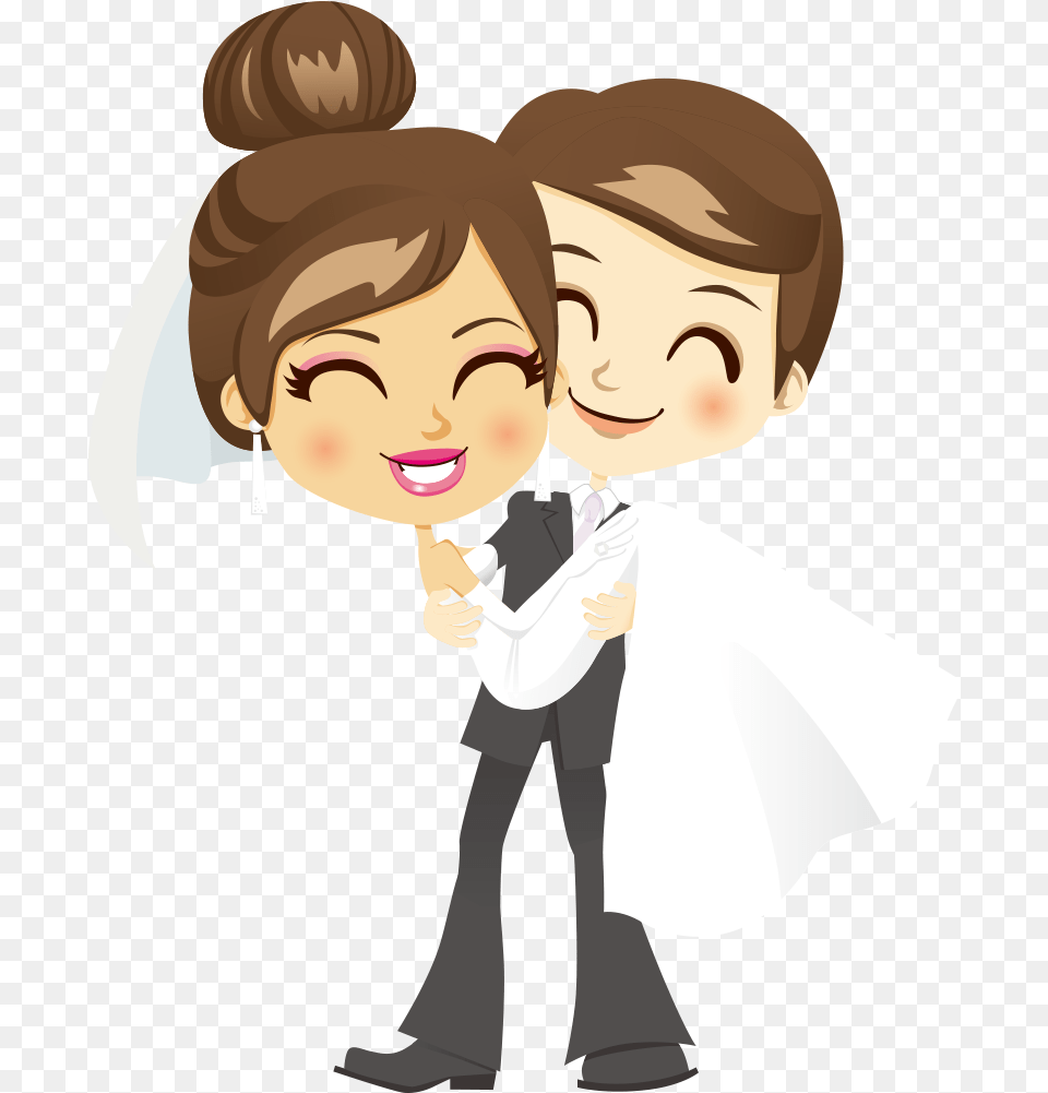 Couple Cartoon Hd Casal De Noivos, Person, Head, Face, Formal Wear Free Transparent Png