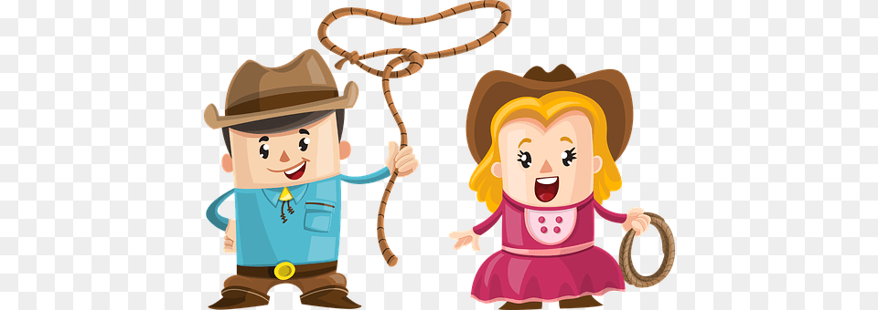 Couple Cowboy Boy Girl Love Man Woman Outd Cartoon Cowboy And Girl, Baby, Person, Face, Head Free Png Download