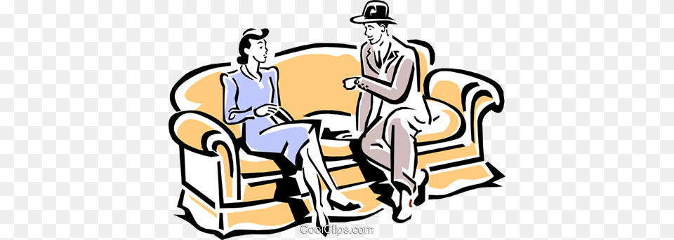 Couple Having A Conversation Royalty Vector Clip Art, Furniture, Couch, Person, Man Free Png Download