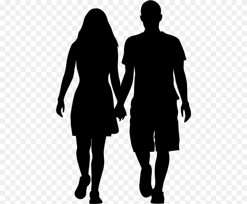 Couple Holding Hands Silhouette, Gray Png Image