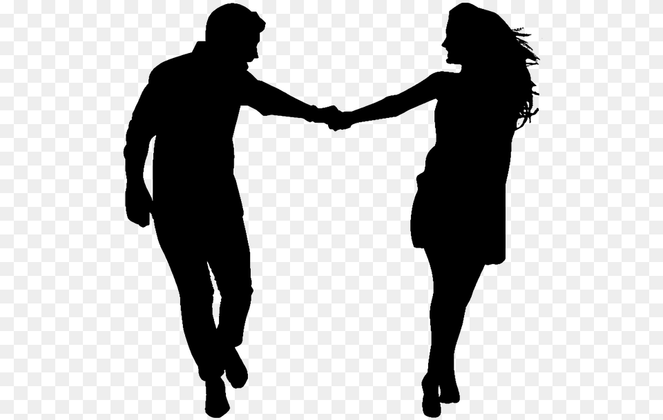 Couple Holding Hands Silhouette, Gray Free Png Download