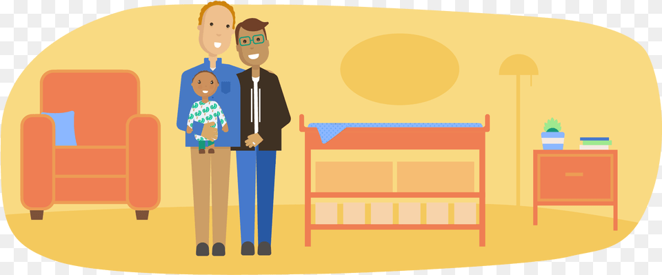 Couple Holding Their Infant In A Nursery Illustration, Furniture, Person, Boy, Child Free Png Download